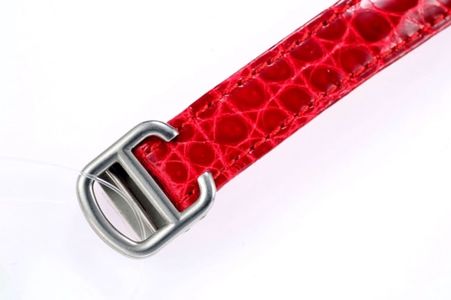 top-tier replicaCartier women's red plate red strap blue balloon leather strap watch clasp picture