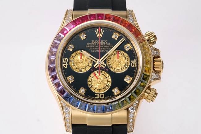 top-tier replicaRolex men's black dialrubber strap new Daytona automatic movement watch front view