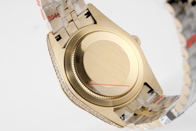 TW factory top-tier replicaRolex men's white dial gold band Datejust series 18k automatic movement watch back cover picture