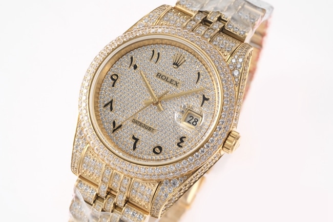 TW factory top-tier replicaRolex men's white dial gold band Datejust series 18k automatic movement watch front view