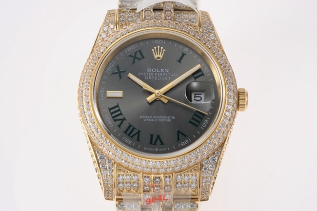 TW factory top-tier replicaRolex men's black dial 18k gold steel braceletDatejust series automatic movement watch front view