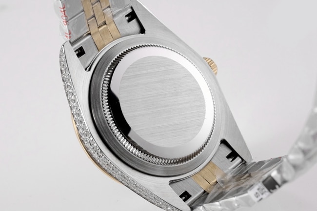 TW factory top-tier replicaRolex men's white dialsteel bracelet full diamond Datejust series 18k gold automatic movement watch back cover picture