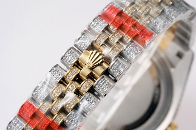 TW factory top-tier replicaRolex men's white dialsteel bracelet full diamond Datejust series 18k gold automatic movement watch clasp picture