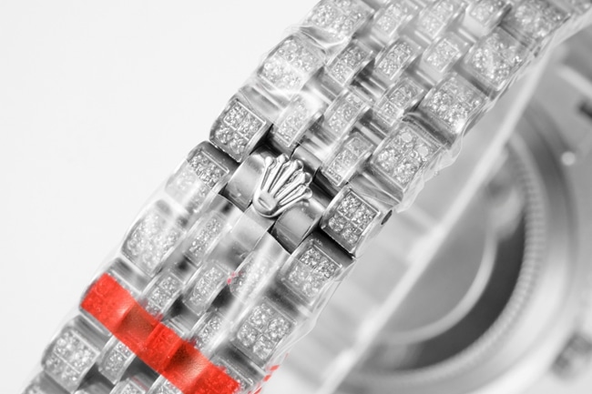 TW factory top-tier replicaRolex men's white dialsteel braceletDatejust series full diamond 18k gold full automatic movement watch clasp picture
