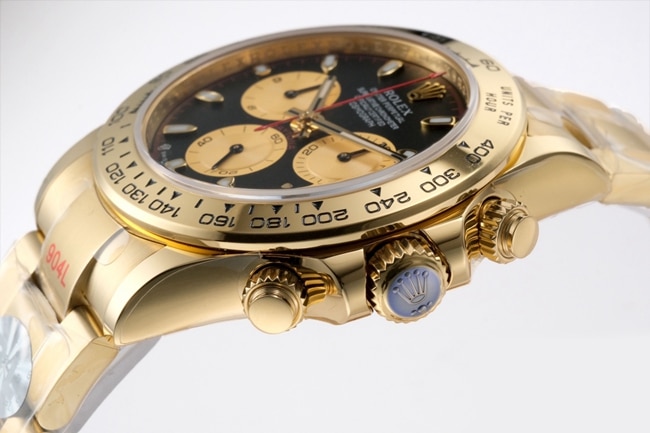 top-tier replicaRolex men's black dialsteel bracelet cosmometer Daytona fully automatic movement watch side view