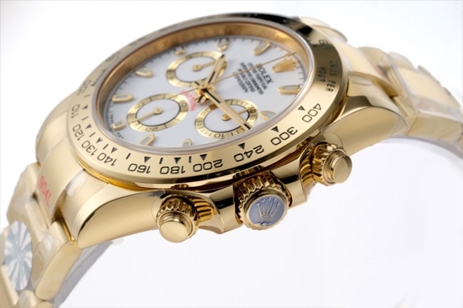 top-tier replicaRolex men's white dialsteel bracelet most popular Cosmograph Daytona mechanical watch side view