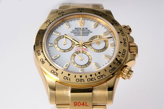 top-tier replicaRolex men's white dialsteel bracelet most popular Cosmograph Daytona mechanical watch front view