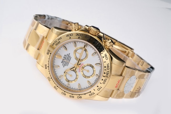 top-tier replicaRolex men's white dialsteel bracelet most popular Cosmograph Daytona mechanical watch front view