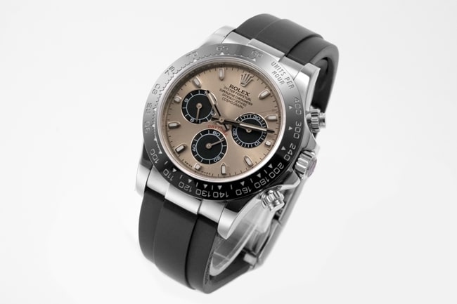 Top Rolex men's brown dial rubber strap hottest Cosmograph Daytona mechanical watch front view