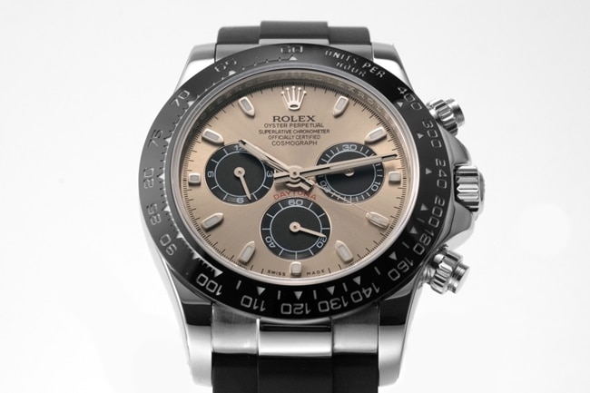 Top Rolex men's brown dial rubber strap hottest Cosmograph Daytona mechanical watch front view