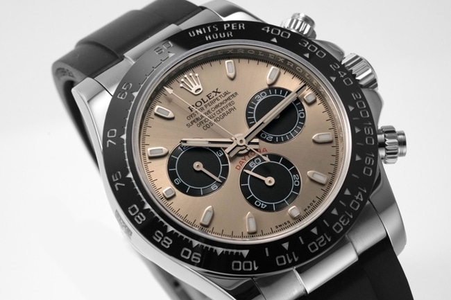 Top Rolex men's brown dial rubber strap hottest Cosmograph Daytona mechanical watch front view