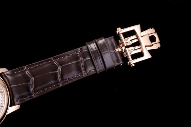 top-tier replicaVacheron Constantin men's white dial brown belt heritage series leather strap mechanical watch clasp picture