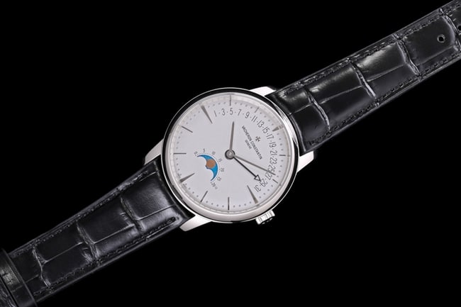 top-tier replicaVacheron Constantin men's white dial black belt heritage series fully automatic movementleather strap watch front view