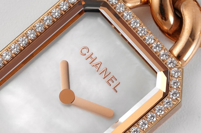 top-tier replicaChanel women's white dialrose goldPremiere series steel bracelet watch detail shots