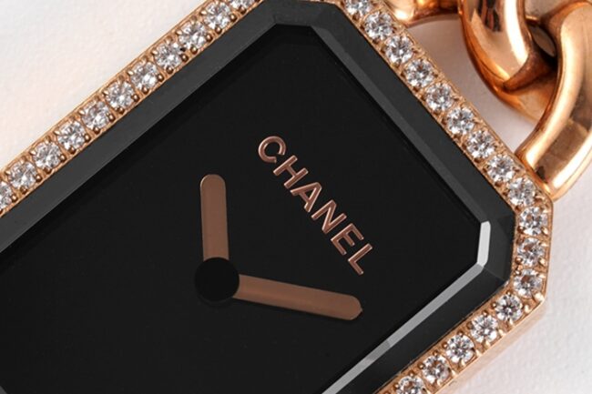 top-tier replicaChanel women's black dialrose gold with Premiere series steel braceletquartz watch detail shots