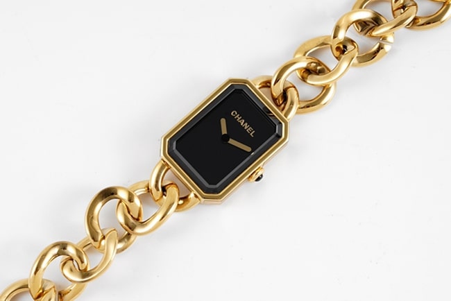 top-tier replicaChanel women's black dialsteel braceletPremiere watch series quartz watch front view