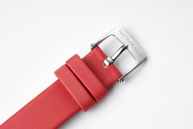 top-tier Van Cleef & Arpels women's white dial red band Charms Gold watch quartzleather strap watch clasp picture