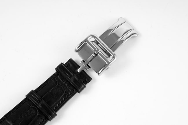 top-tier Hermès men's black dial black belt quartzleather strap watch clasp picture