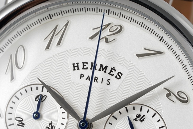 top-tier Hermès men's white dial brown belt retro quartzleather strap watch detail shots