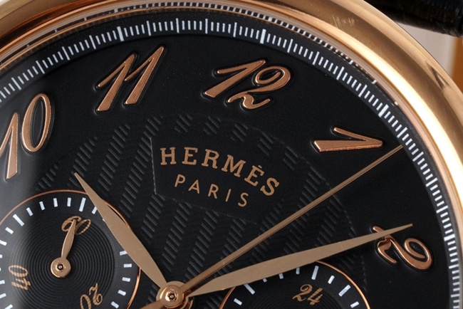 top-tier Hermès men's black dial black belt retro feelings quartzleather strap watch detail shots