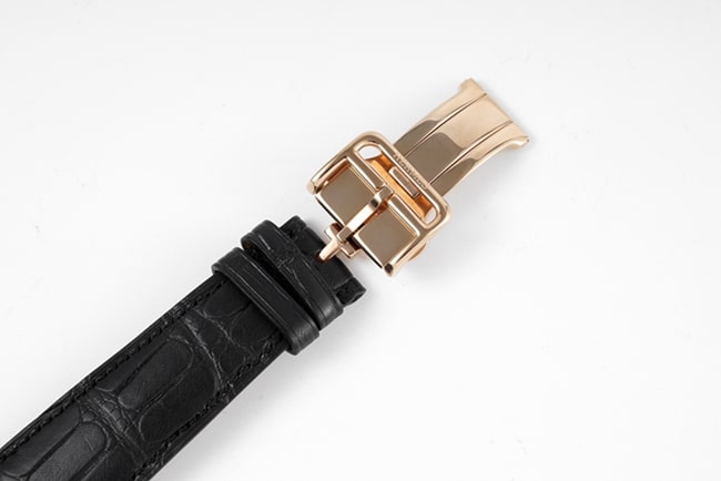 top-tier Hermès men's white dial black belt quartzleather strap watch clasp picture