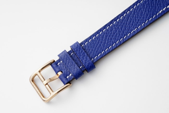 top-tier Hermès women's white dial blue belt quartzleather strap watch clasp picture