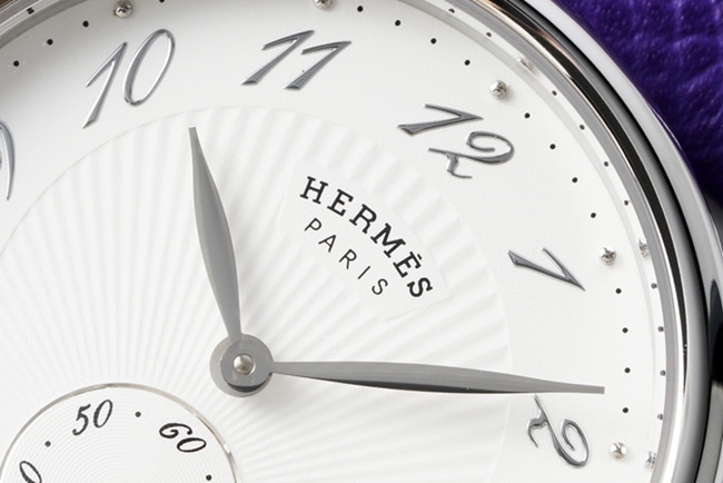 top-tier Hermès women's white dial purple belt women's classic watch series quartz watch detail shots