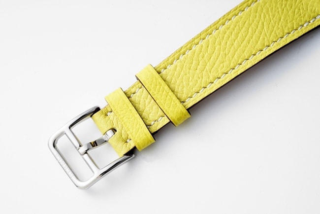 top-tier Hermès women's white dial yellow belt classic series quartzleather strap watch clasp picture