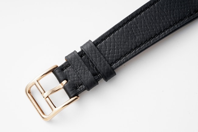 top-tier Hermès women's black dial black belt classic series quartzleather strap watch clasp picture