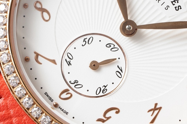 top-tier Hermès women's white dial blue belt women's classic watch series leather strap watch detail shots