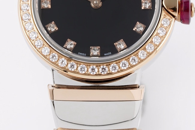 top-tier replicaBvlgari women's black dial18krose gold with LVCEA series watch detail shots