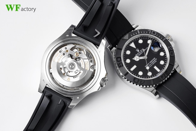 top-tier replicaRolex men's black dialrubber strap yacht-master series mechanical watch movement picture