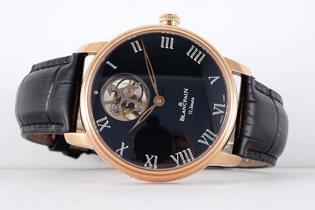 JBF FactoryBlancpain super a watch men's black dial black belt V3 version mechanical leather strap watch classic full series tourbillon front view