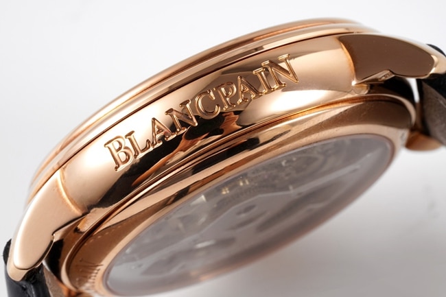 JBF FactoryBlancpain super a watch men's black dial black belt V3 version mechanical leather strap watch classic full series tourbillon side view