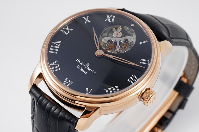 JBF FactoryBlancpain super a watch men's black dial black belt V3 version mechanical leather strap watch classic full series tourbillon front view