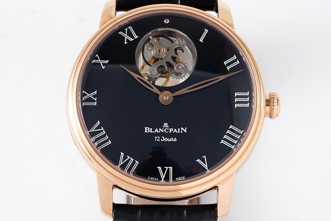 JBF FactoryBlancpain super a watch men's black dial black belt V3 version mechanical leather strap watch classic full series tourbillon front view
