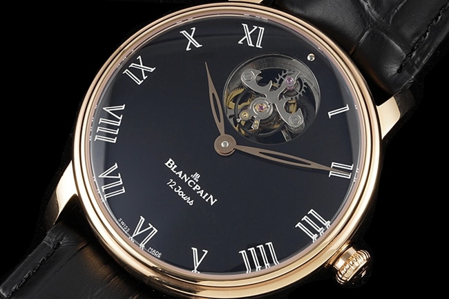 JBF FactoryBlancpaintop-tier replica1:1 watch men's black dial black belt classic full series tourbillon mechanical watch V3 version upgraded and returned front view