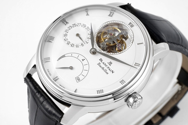JBF FactoryBlancpaintop-tiersuper watch men's white dial black belt mechanical classic full series tourbillonleather strap watch front view