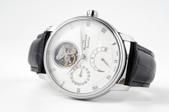 JBF FactoryBlancpaintop-tiersuper watch men's white dial black belt mechanical classic full series tourbillonleather strap watch front view