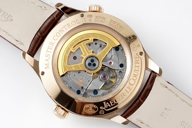 ZF Factorytop-tier replicaJaeger-LeCoultrehigh-quality watch men's white dial brown belt Geographer Q1428421 series mechanical leather strap watch movement picture