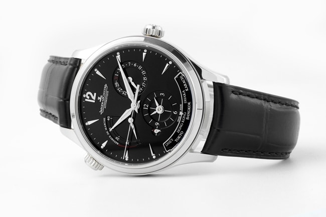 ZF factory top Jaeger-LeCoultre super a watch men's black disk black belt mechanical geographer Q1428421 series belt watch front view