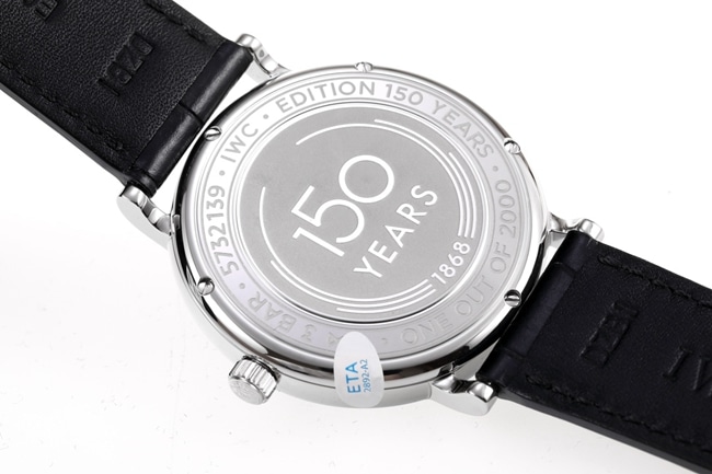 V7 factory top-tier replicaIWC high-quality watch men's blue dial black belt wave Fino series automatic movementleather strap watch back cover picture