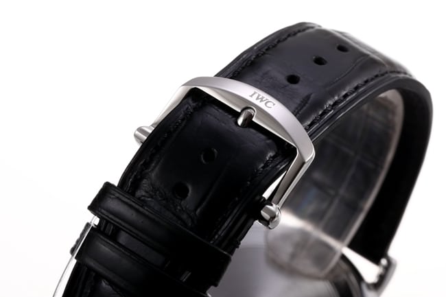 V7 factory IWC top-tier watch men's blue dial black belt disc mechanical wave fino series leather strap watch clasp picture