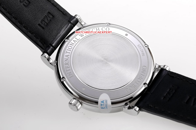 V7 factory IWC top-tier watch men's blue dial black belt disc mechanical wave fino series leather strap watch back cover picture