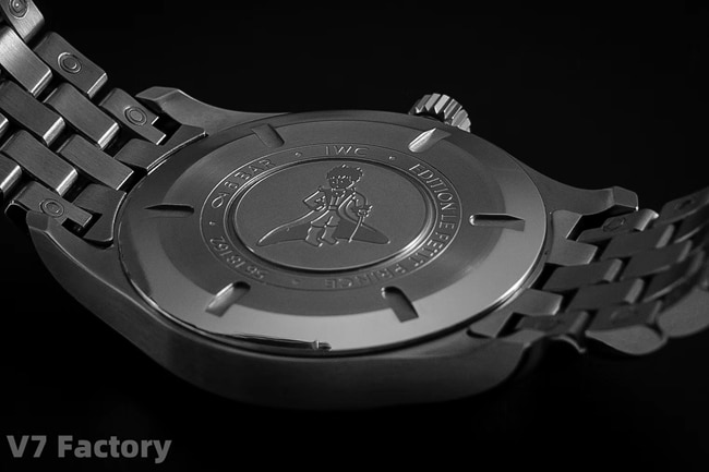 V7 factory IWC top-tiersuper watch men's blue dialsteel bracelet Mark 18 series automatic movement watch back cover picture
