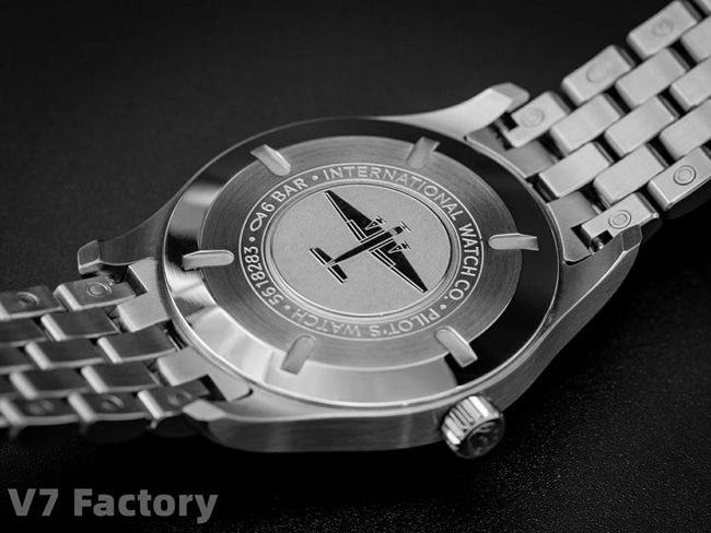 V7 factory IWC top-tier watch men's black dialsteel bracelet mechanical ultimate version mark eighteen series watch back cover picture