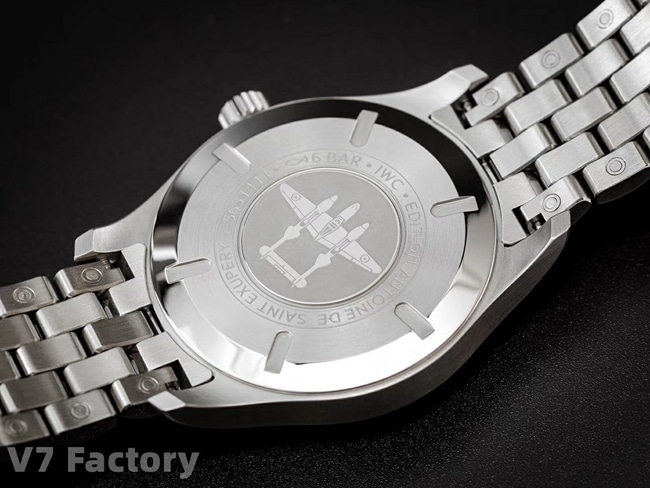 V7 factory top-tier replicaIWC watch men's brown dial steel bracelet mark 18 series ultimate version mechanical watch back cover picture