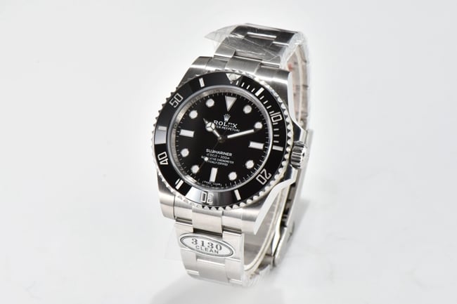CLEAN factory top Rolex imitation watch men's black dial steel strap v4 latest version mechanical watch front view