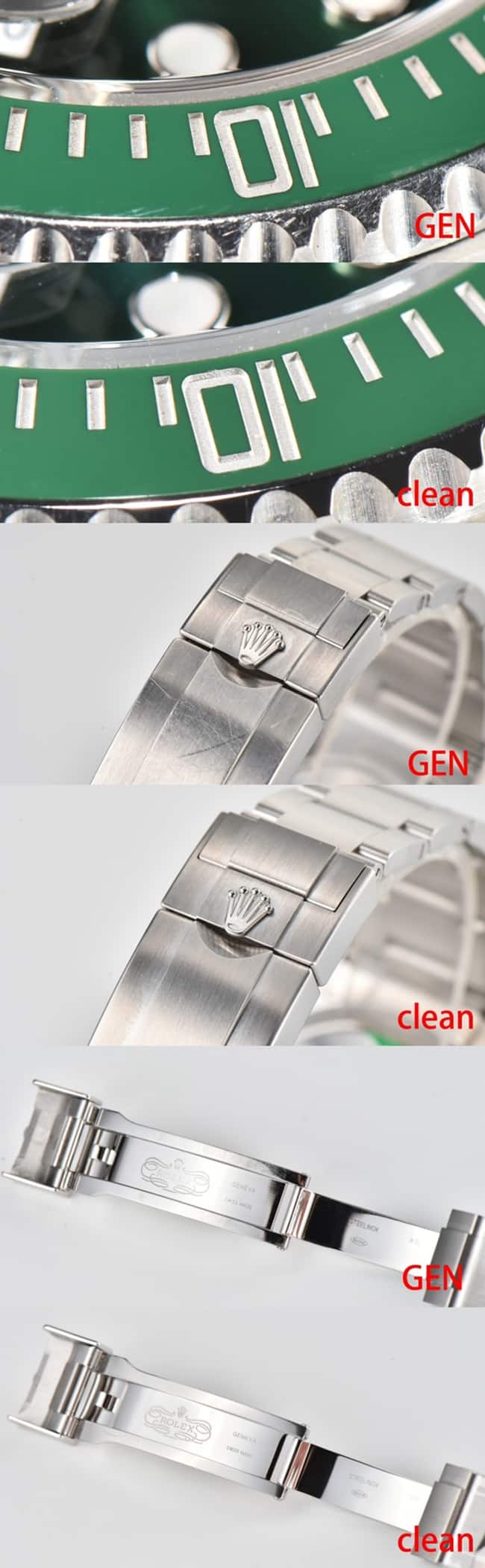 CLEANRolexC factory Starbucks Submariner3135 top-tier watch and Genuine difference and process evaluation clasp chart