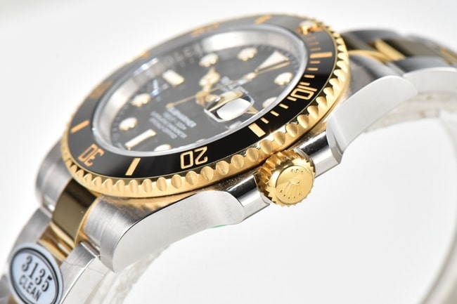 CLEAN Factory Rolex top-tier watch men's black dial gold belt top-tier mechanical watch side view